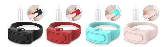 Κίνα Sanitizer χεριών απολυμαντικός Sanitizer χεριών διανομέων χεριών Wristband βραχιολιών σιλικόνης υπο--συσκευασίας φορετός διανομέας Pum προμηθευτής